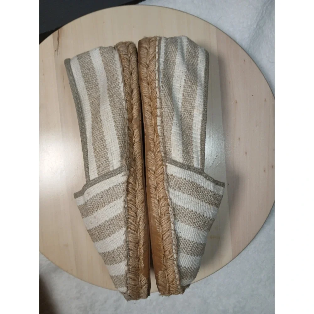 Bass Women's Summer Cream Striped Espadrilles Flats Size 11 Made in Spain